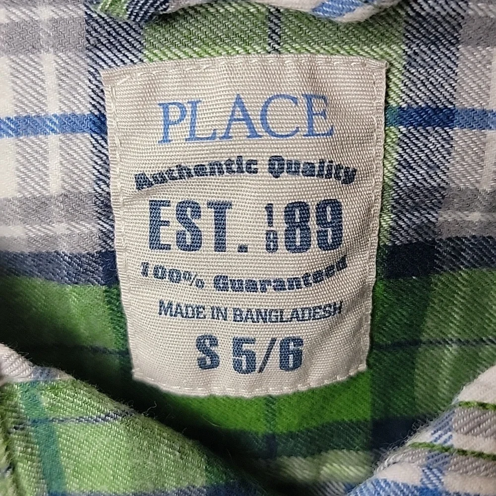 THE CHILDREN'S PLACE **3 for $20‎ item** Green Plaid Flannel Button Down Shirt S